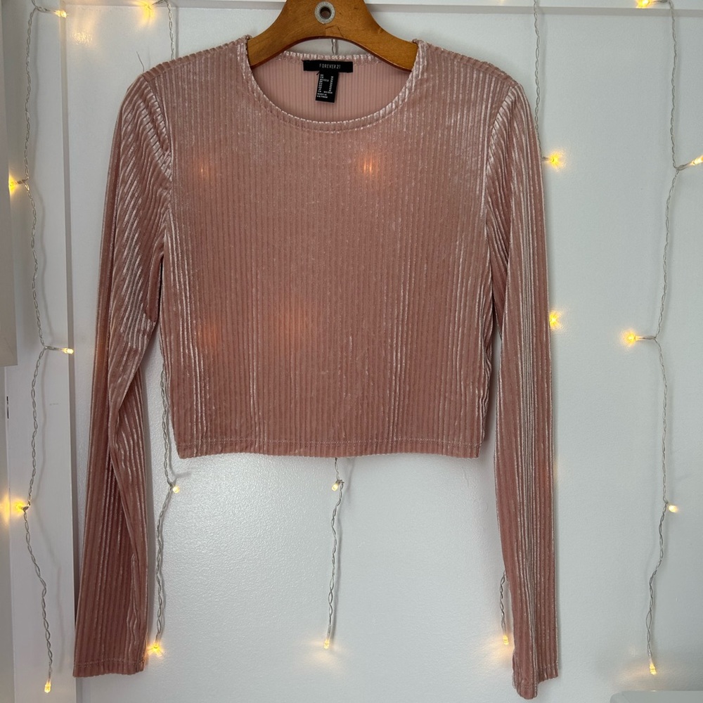 Pink velvet crop top depending